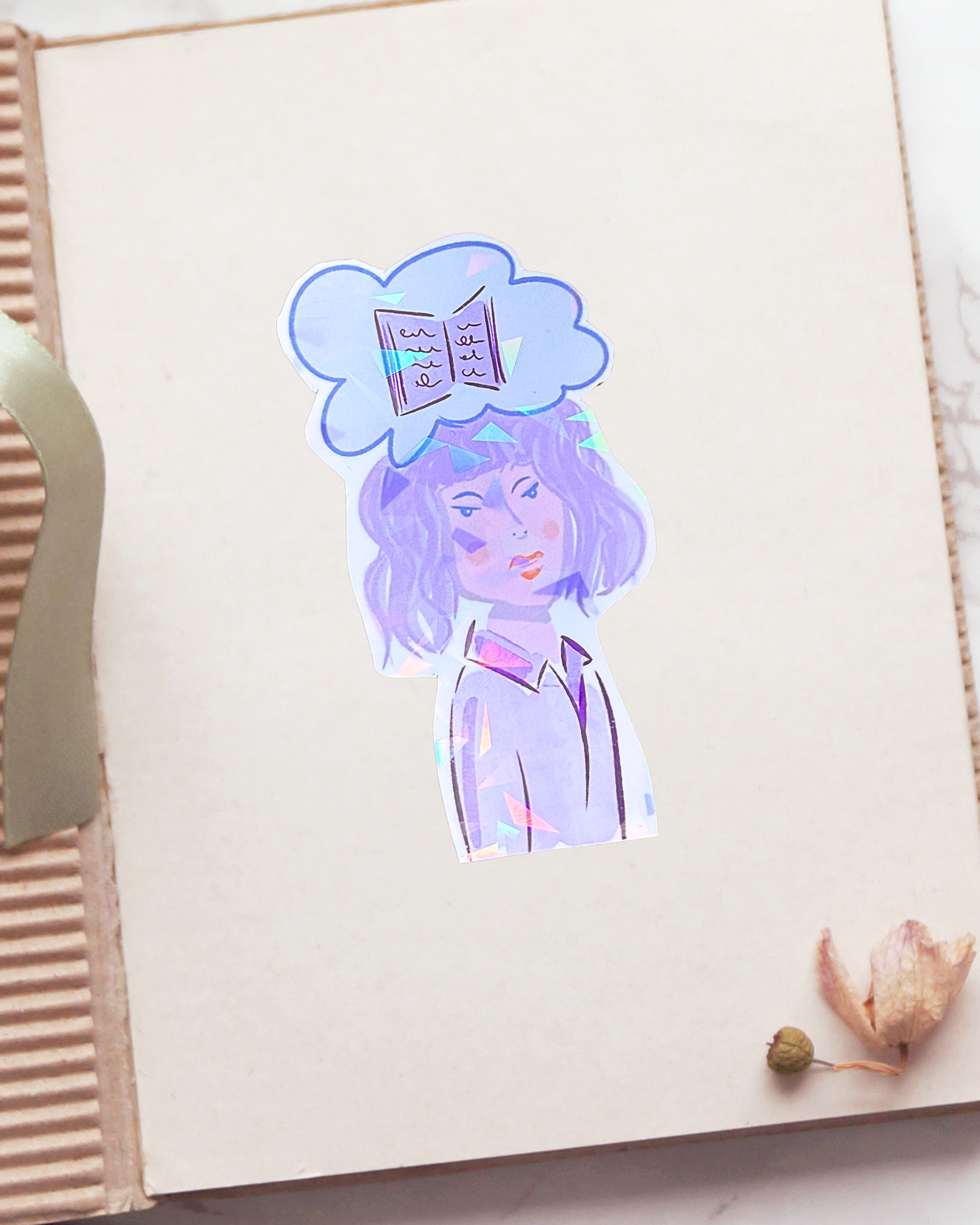 Sticker "book thoughts" - holographic
