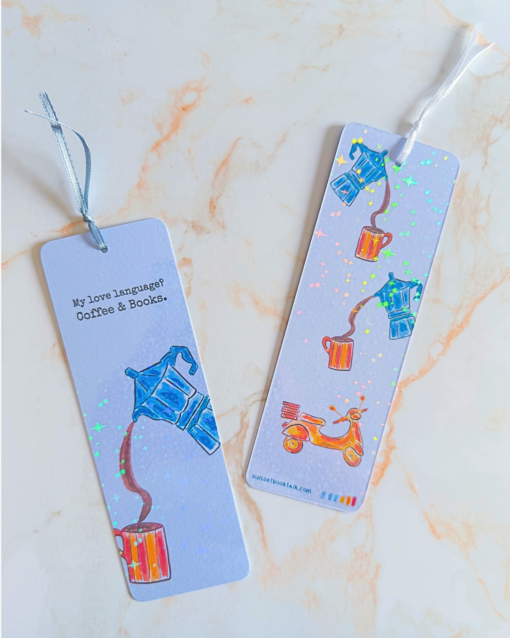 Bookmark "coffee & books" - holographic